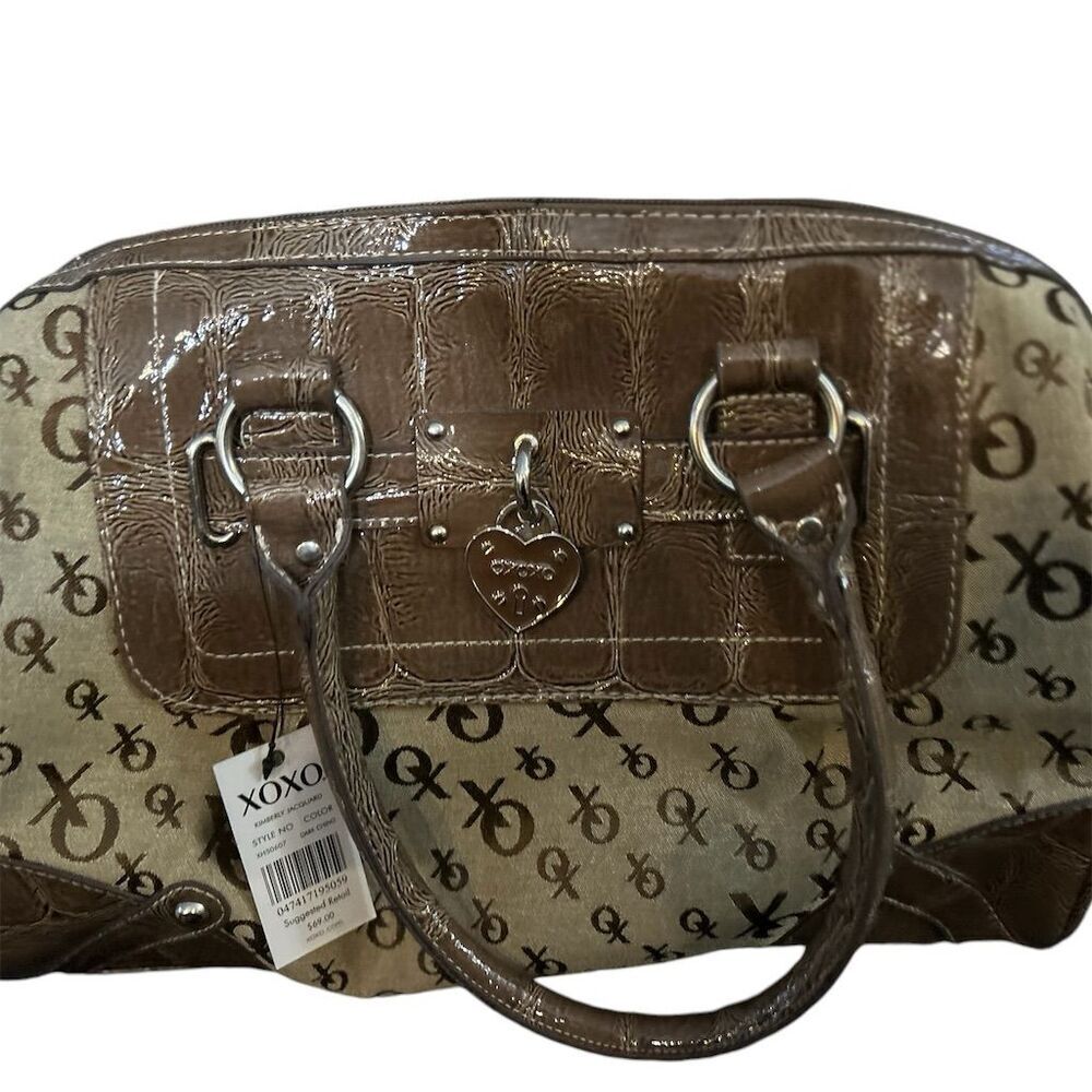 XOXO‎ Women's Satchel Handbag Dark Cognac with Heart Charm